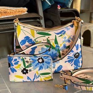 Kate Spade Blue and Yellow Floral Shoulder Bag